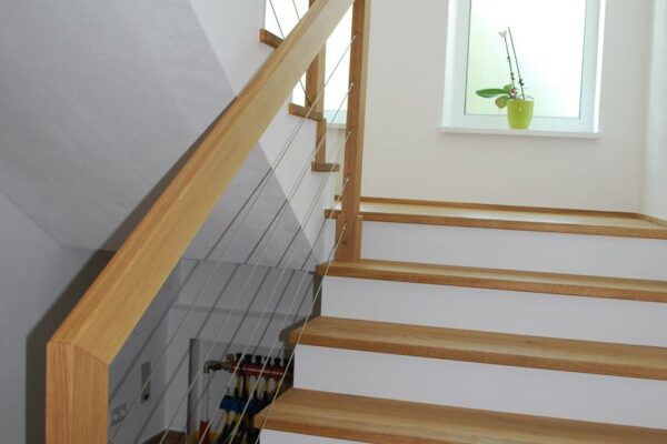 Geländer Stufen Holz Seile