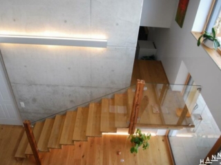 Holz Treppe Glasgeländer