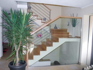 Glasgeländer Metall Holz