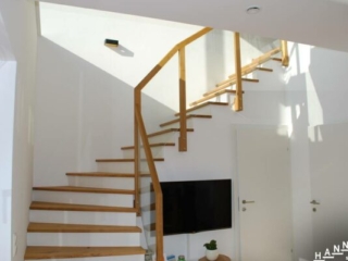 Holz Geländer Glasfüllung