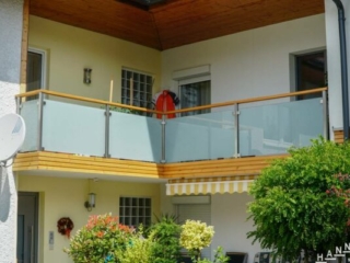 Balkongeländer Glas Holz