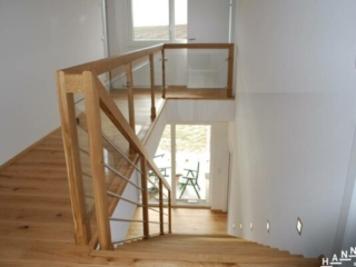 Holz Geländer Glasfüllung