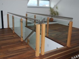 Metallgeländer Glasfüllung Holz